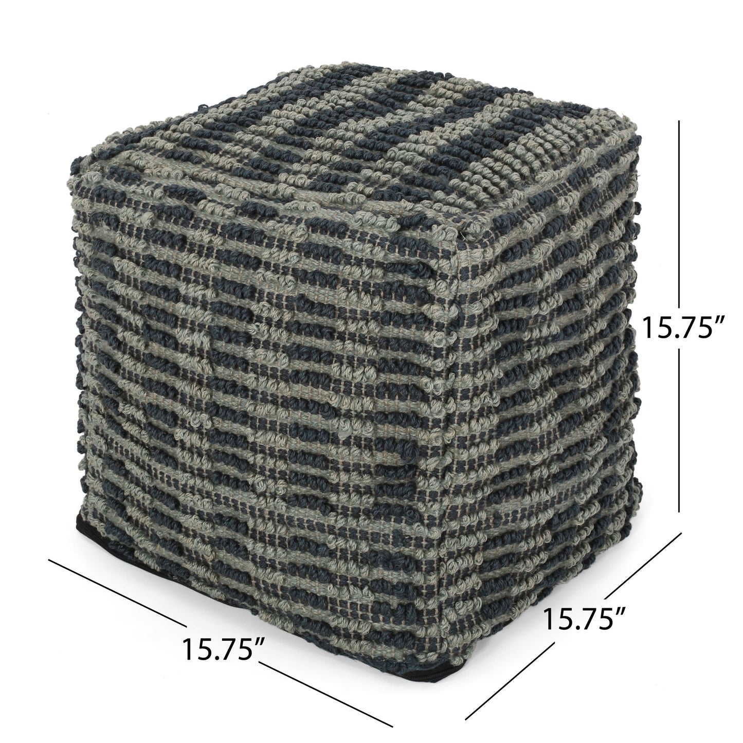 Walle - Fabric Square Pouf Ottoman And Floor Cushion Teal - Blue