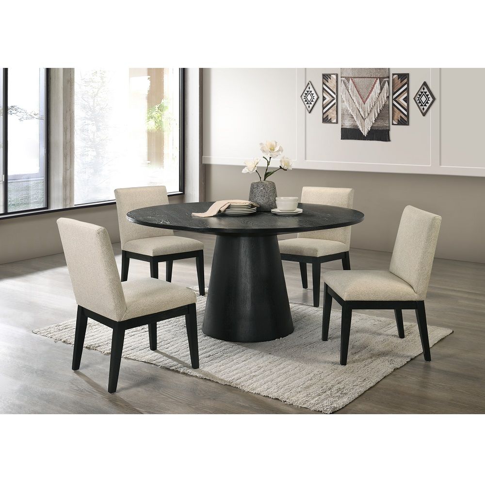 Froja - Side Chair (Set of 2) - Beige Fabric & Black