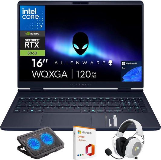 Alienware 16 Aurora Laptop, 16" WQXGA 120Hz Display, Intel Core 7-240H Series 2, NVIDIA GeForce RTX 5060, 32GB DDR5 RAM, 1TB SSD, Wi-Fi 7, Windows 11 Pro, w/Mytrix Accessory & Lifetime Office - Blue