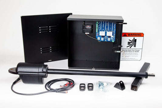 American Armor Ranch Hand Single Arm Gate Opener Kit - 12V Battery Required (Not Included) with SMFE Key Holder