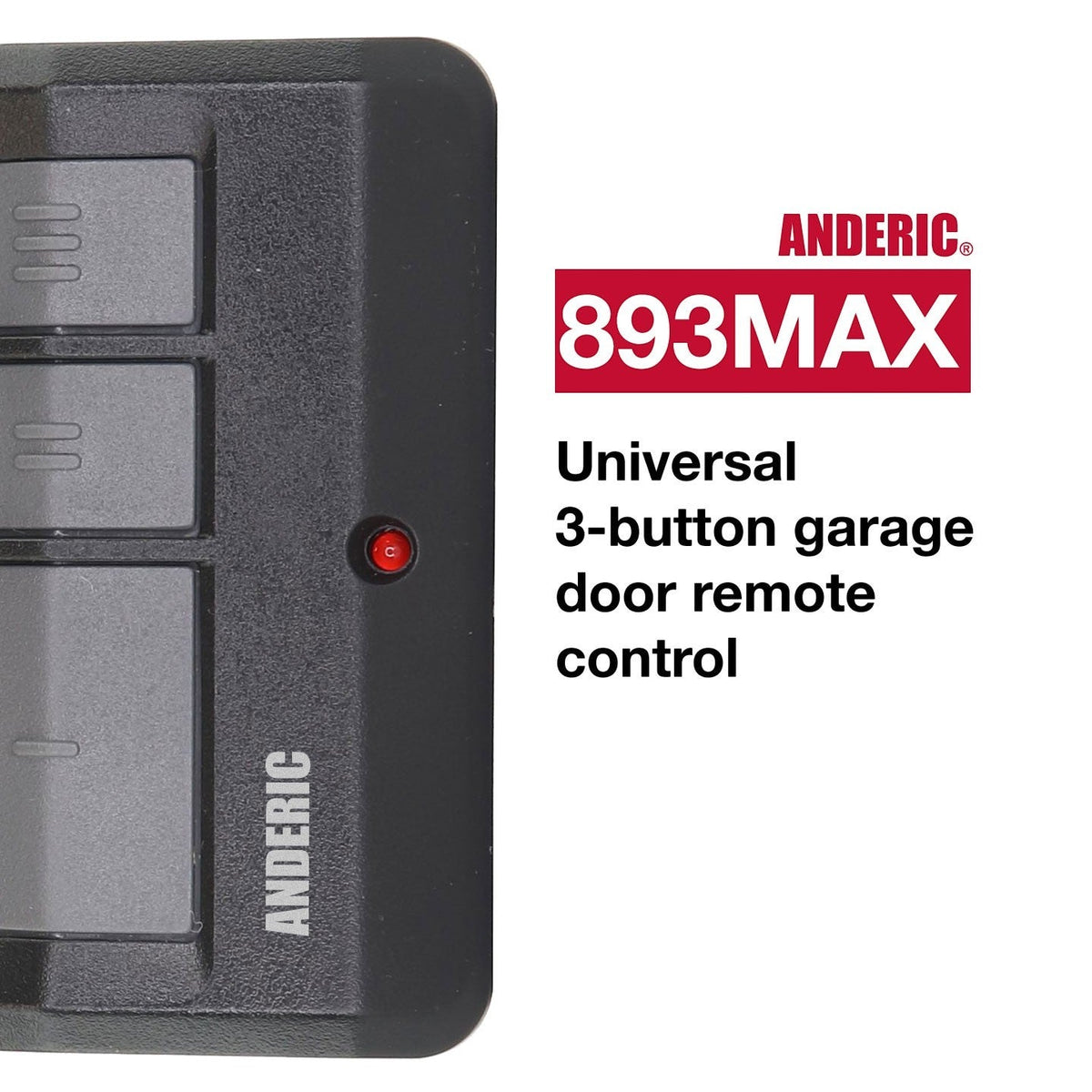 Anderic Substitute for Chamberlain 953EV-P2 3-Button For all Chamberlain with Learn key Garage Door Opener Remote Control [893MAX]