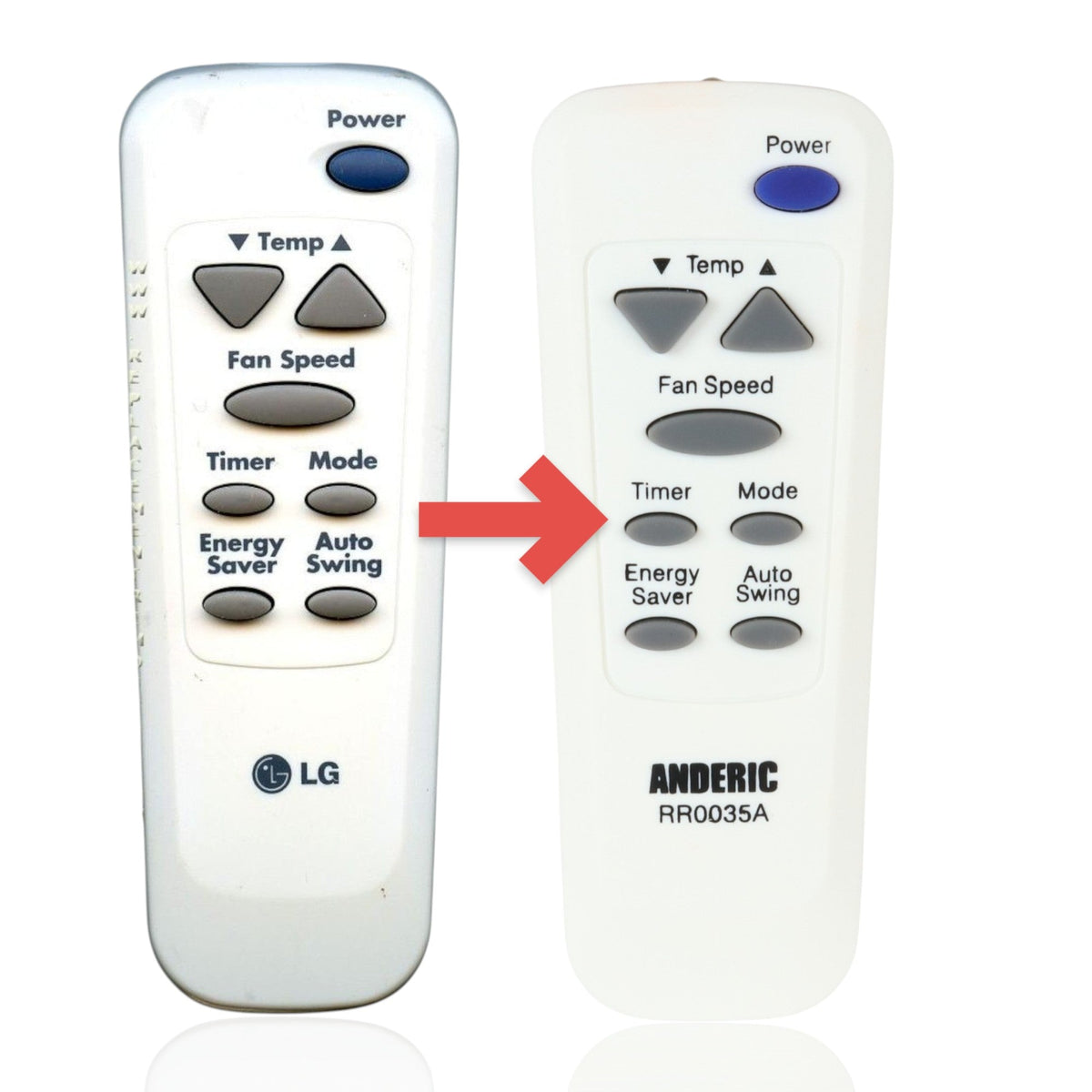 Anderic Substitute for LG 6711A20034D Air Conditioner Remote Control [RR0035A]