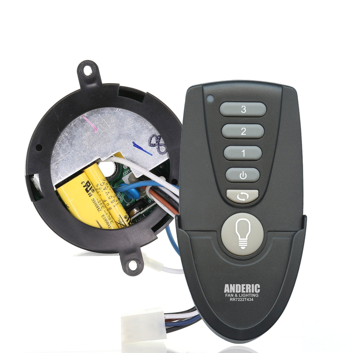 Anderic Substitute for Hunter 8511201 Ceiling Fan Receiver - 85112-01 [MR77A-RR7222T434-KIT]