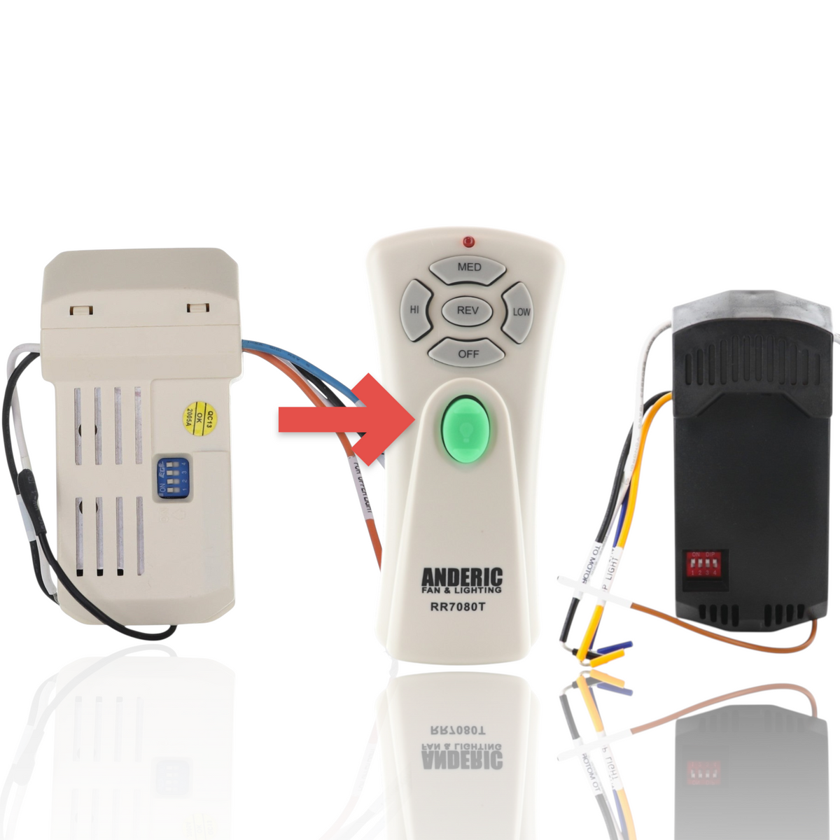 Anderic Substitute for Hampton Bay Windward III UC7067RK UP / Down Light Ceiling Fan Receiver - 7067KCB-62 [WindwardIIIKit]