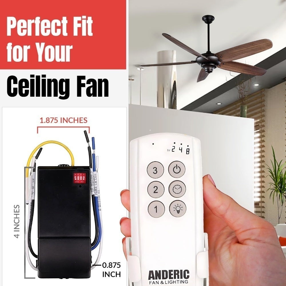 Anderic Substitute Kit for Home Decorators Collection TRA048G1M Ceiling Fan Remote Control [63T-AC83T-KIT]