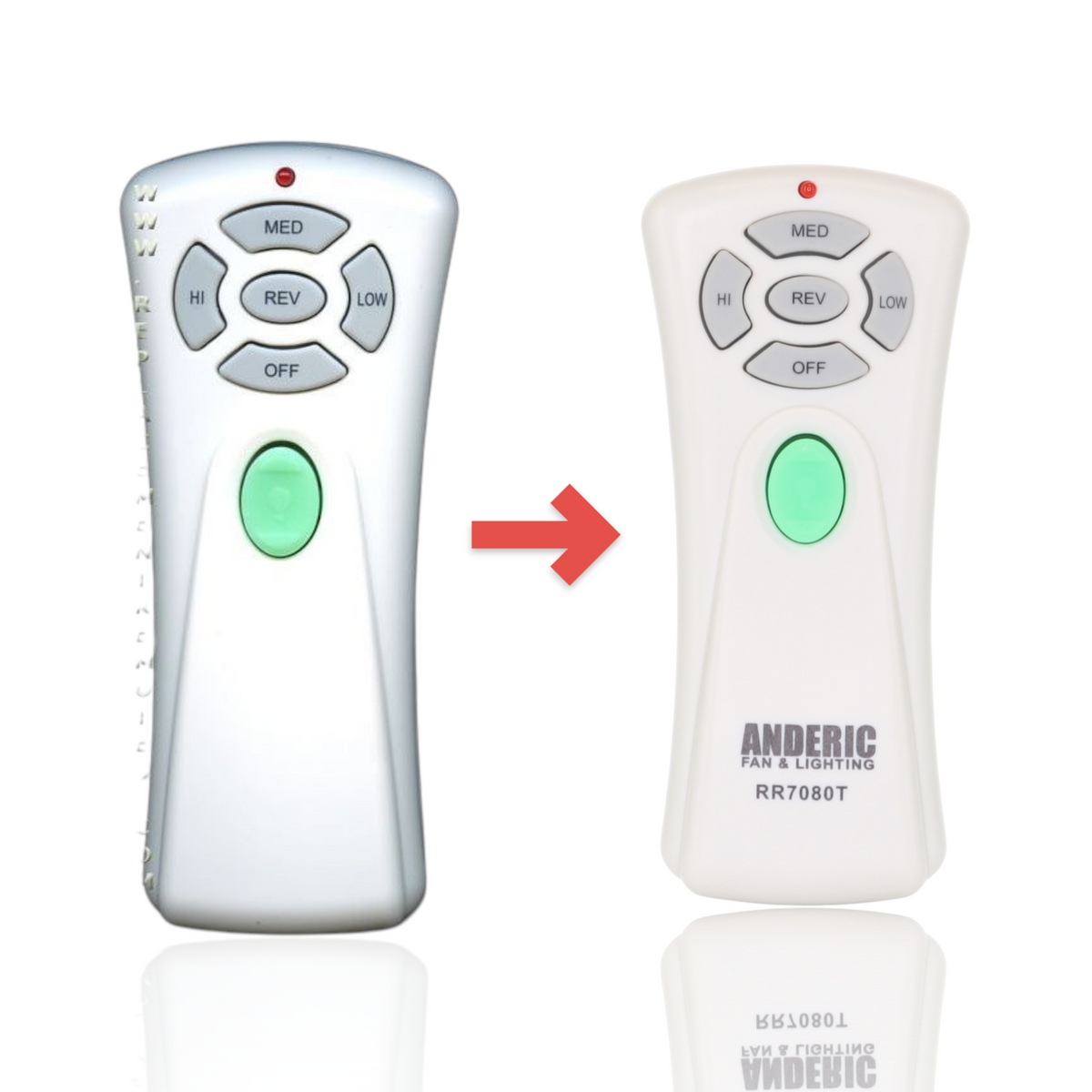 Anderic Substitute for Hampton Bay UC7080T CHQ7080T Ceiling Fan Remote Control [RR7080T]