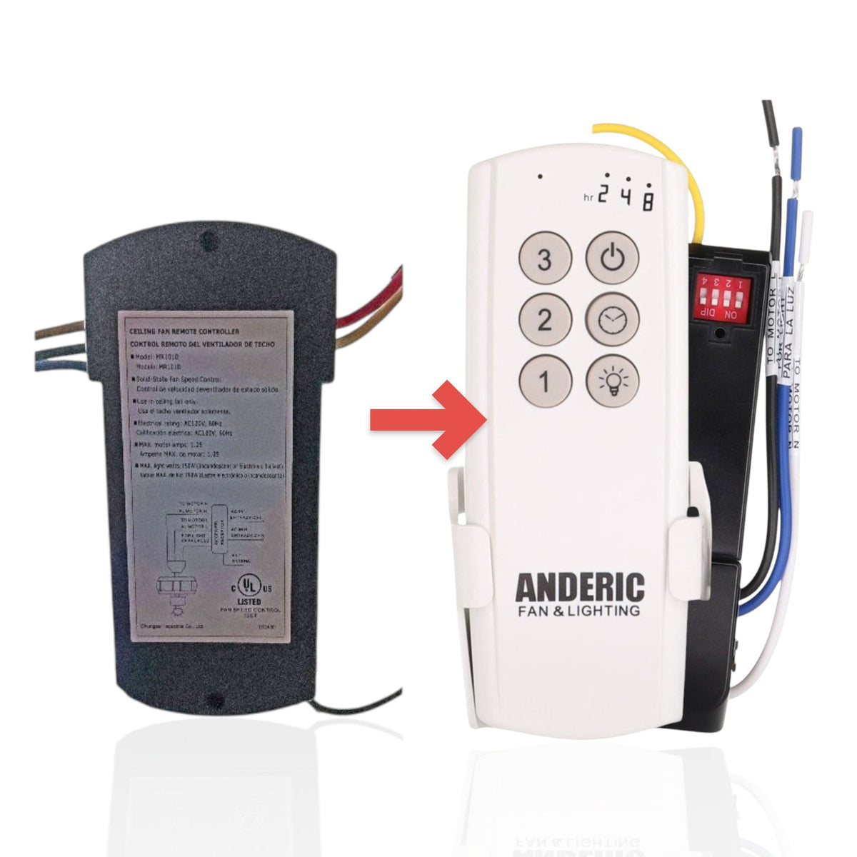 Anderic Substitute Kit for Hampton Bay MR101D Ceiling Fan Receiver [63T-AC83T-KIT]