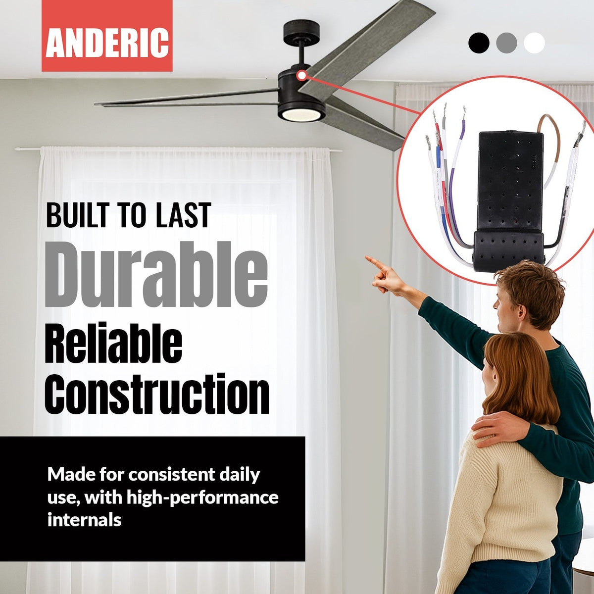 Anderic Substitute for Monte Carlo DC8-56HED-L 6 Speed for DC Ceiling Fan Receiver [DC8-96SG8]