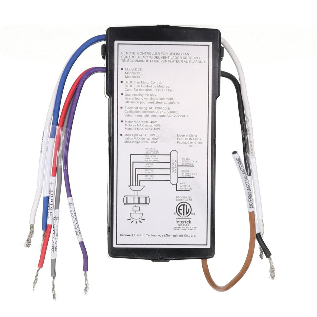 Anderic Substitute for Monte Carlo DC8-72SGZ Ceiling Fan Receiver - DC8-72SGZ-L-D-1-C - [DC8-96SG8]