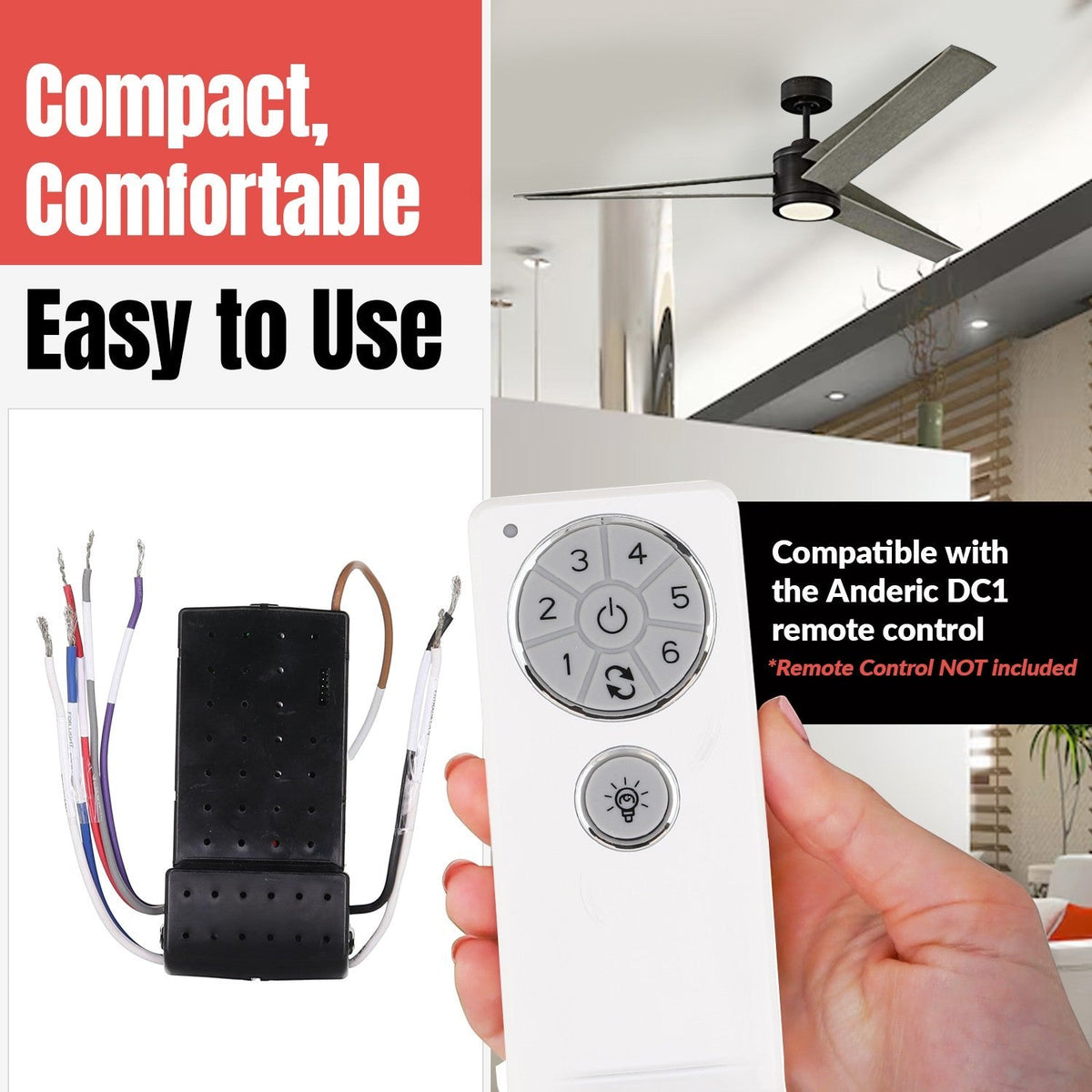 Anderic Substitute for Monte Carlo DC8-56HED-L 6 Speed for DC Ceiling Fan Receiver [DC8-96SG8]