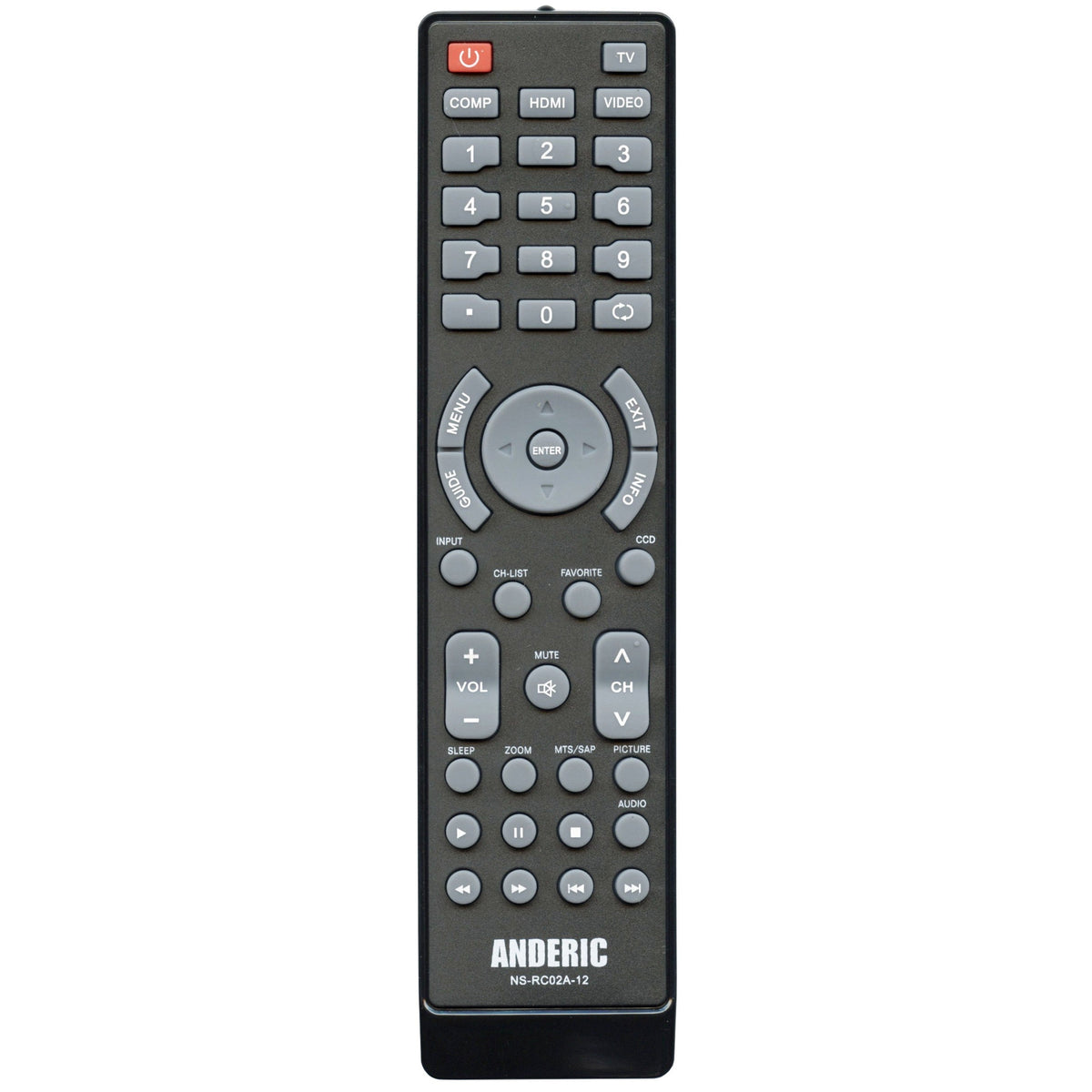 Anderic Substitute for Dynex EN31203B IR TV Remote Control - 1100017 [NSRC02A12]
