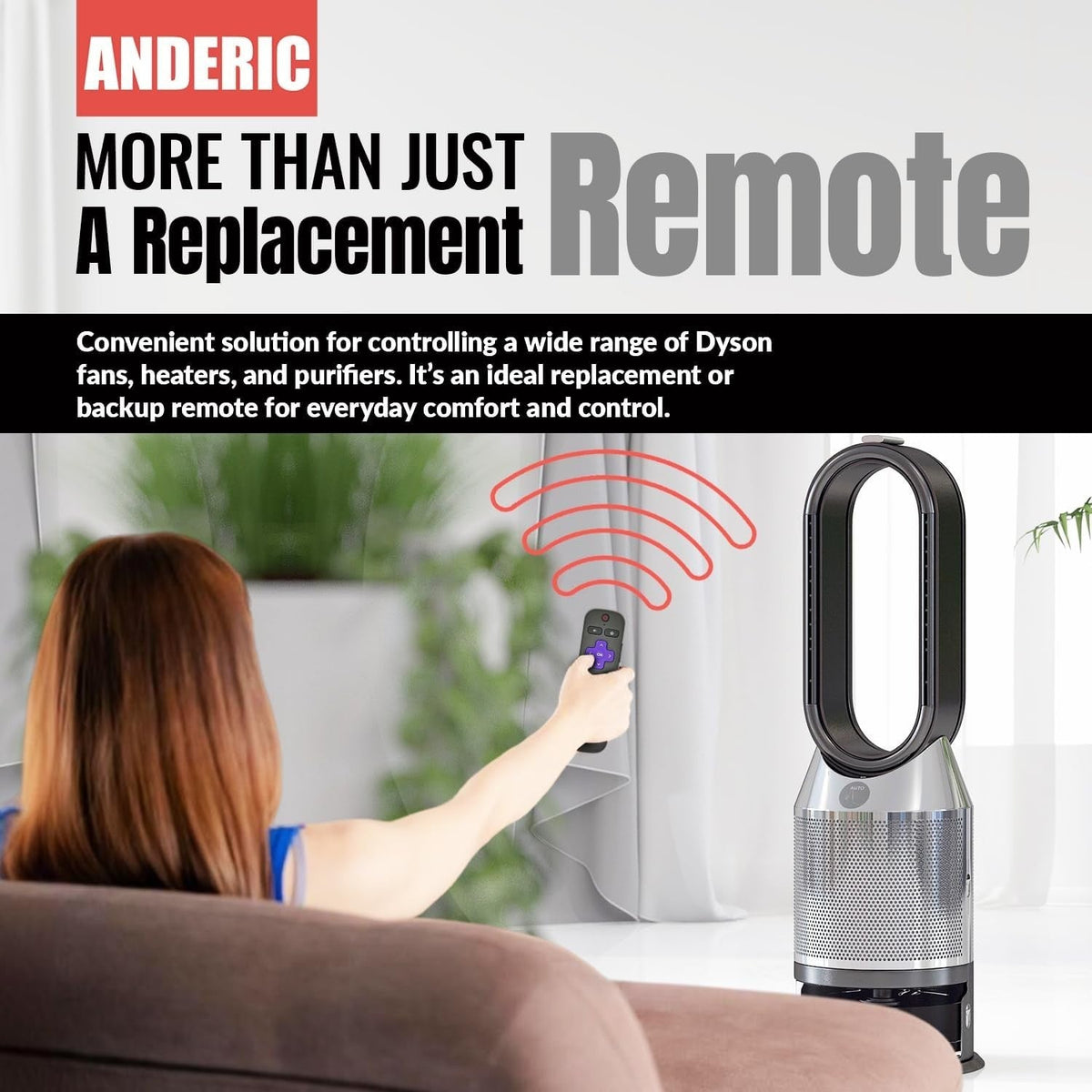 Anderic Substitute for Dyson TP10 / PC1 Purifier Cool Fan Remote Control 973472-02 [RRDYS01.2]