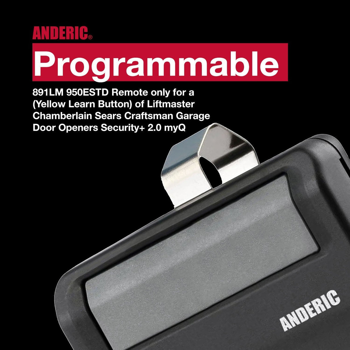Anderic Substitute for Chamberlain 950ESTD-P2 Garage Door Opener Remote Control [891LM]