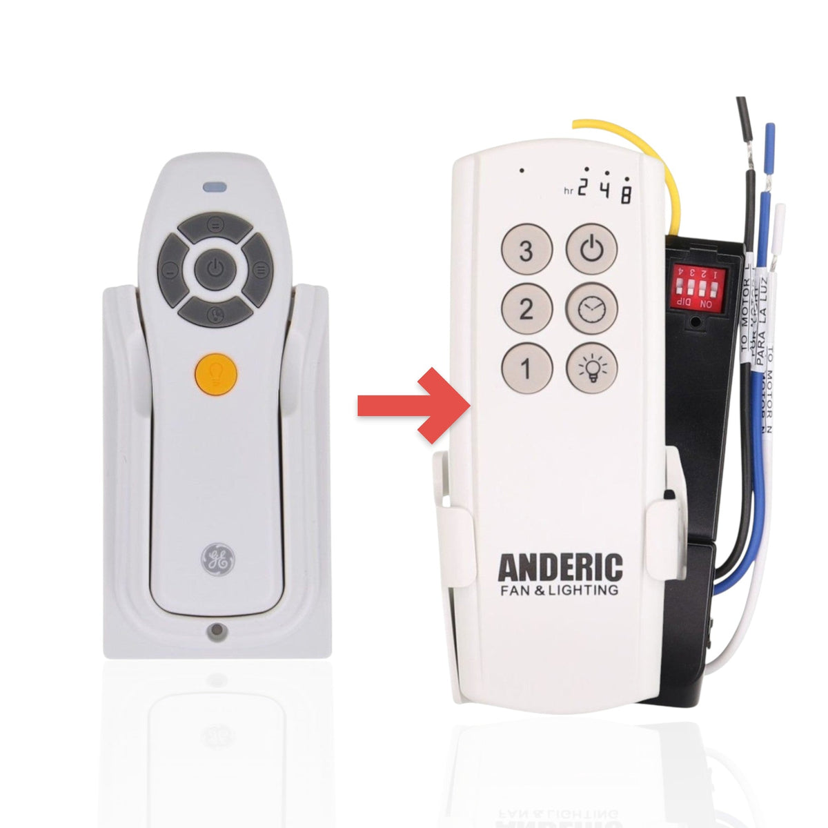 Anderic Substitute Kit for GE FAN61T-3S Ceiling Fan Remote Control [63T-AC83T-KIT]