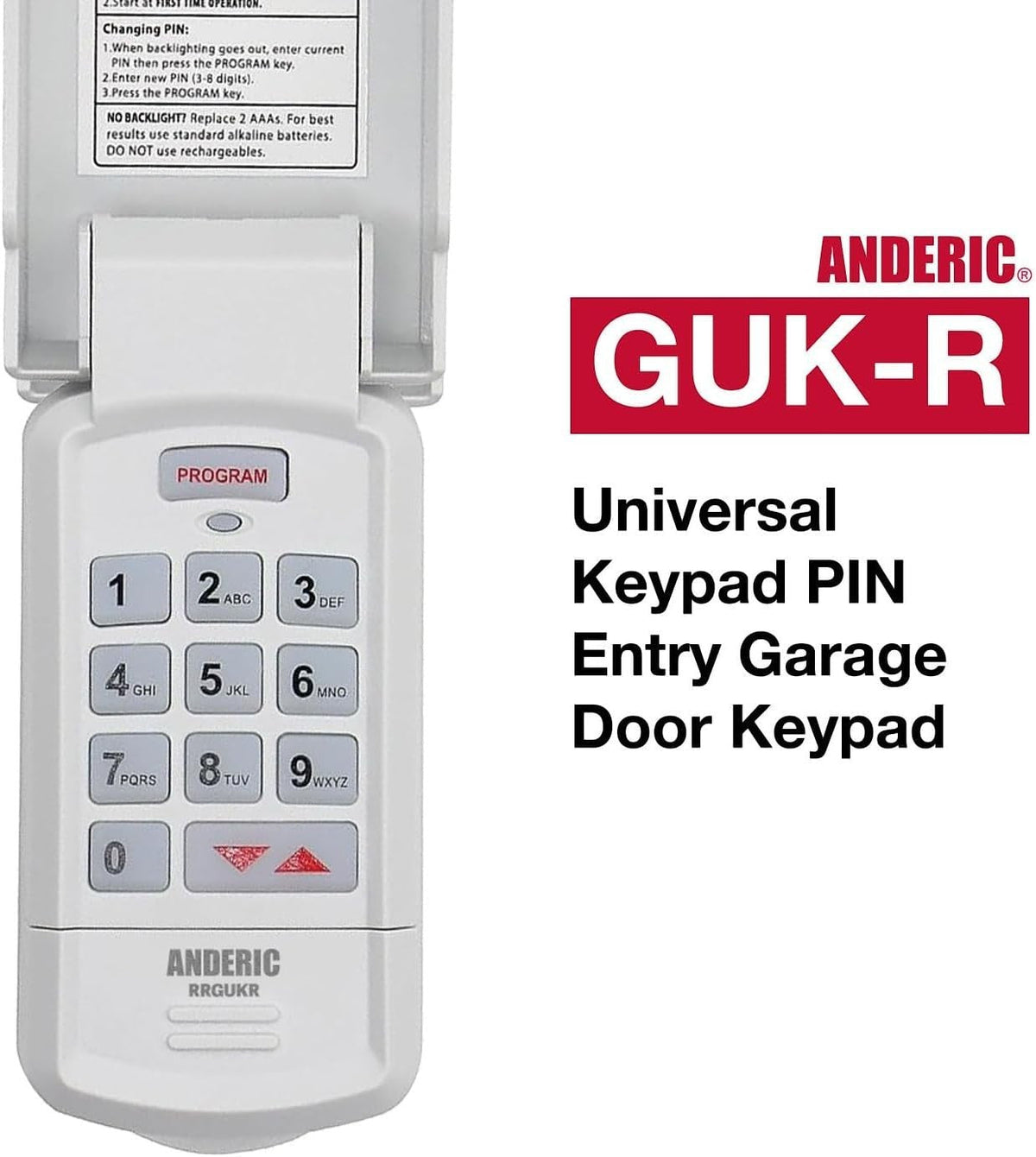 Anderic Substitute for Genie GUK-R Universal Keypad Compatible with LiftMaster Chamberlain Genie Craftsman and More Garage Door Opener Remote Control [GUK-R]