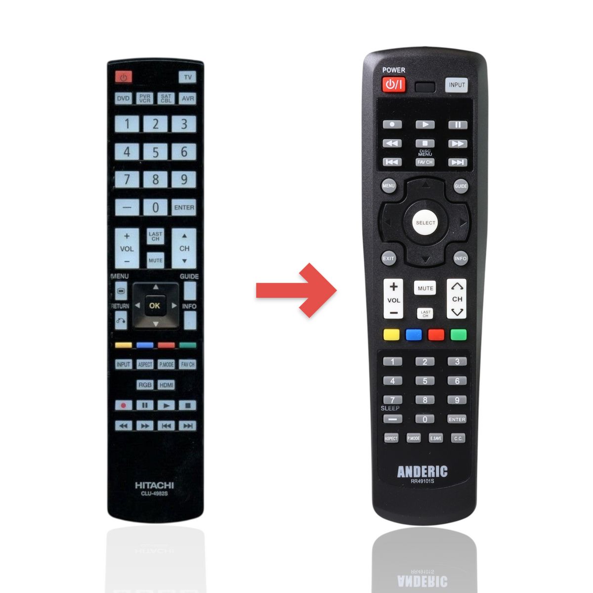 Anderic Substitute for Hitachi CLU-4982S TV Remote Control CLU4982S [RR49101S]