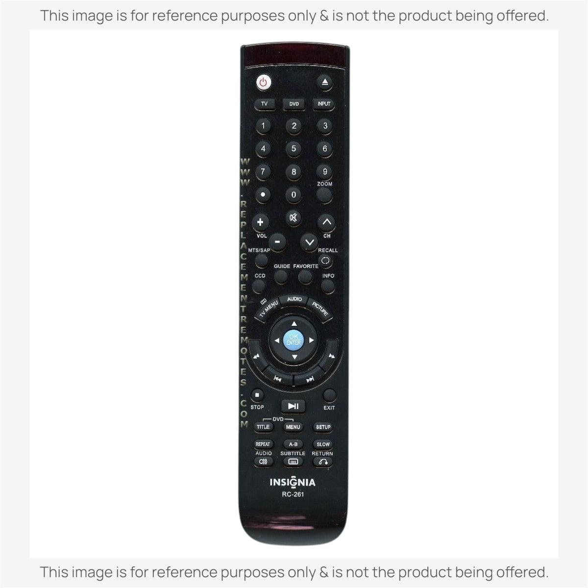 Anderic Substitute For Insignia RC261 TV/DVD Combo Remote Control - ES06480 [RMD10779]
