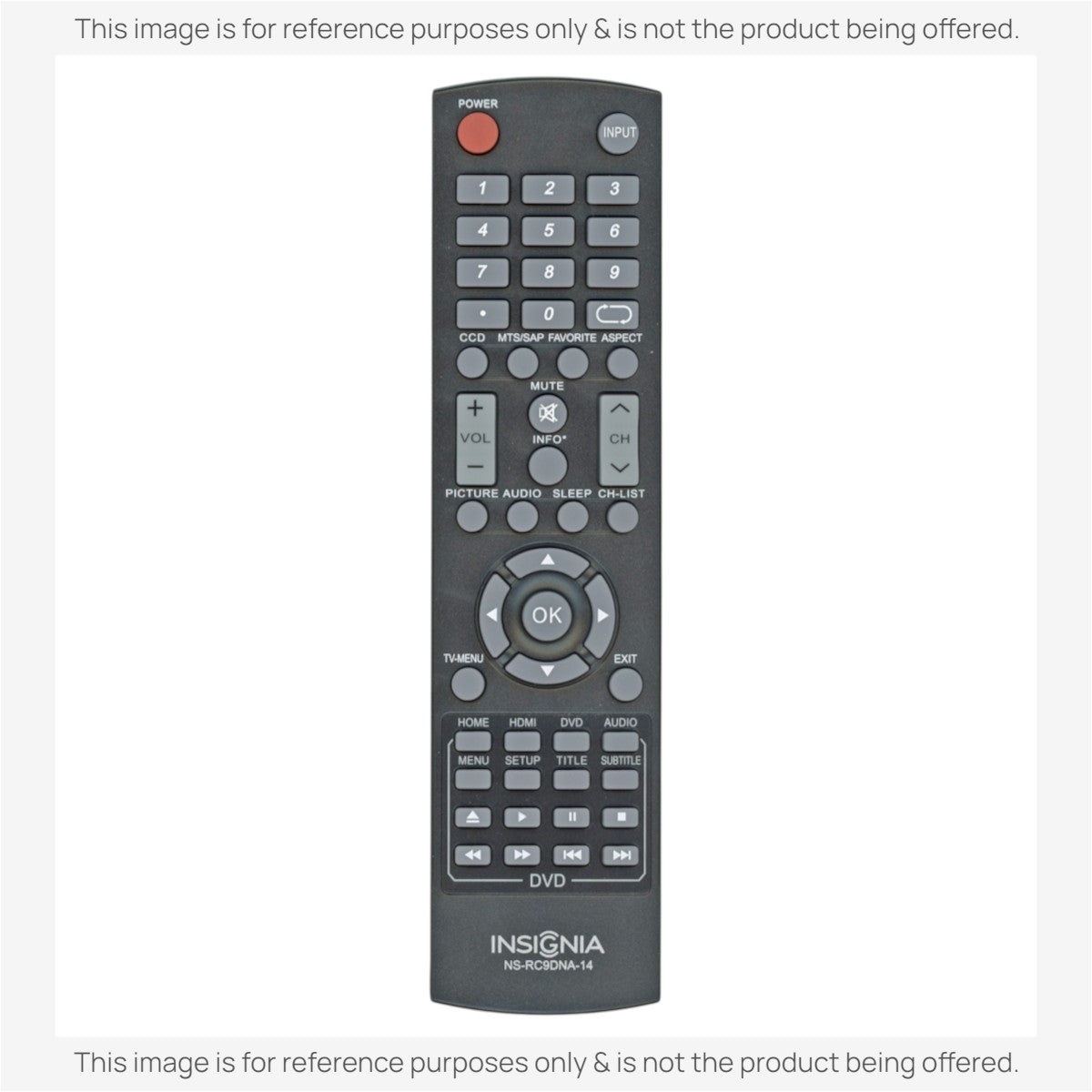 Anderic Substitute For Insignia NSRC9DNA14 TV/DVD Remote Control [RMD10779]
