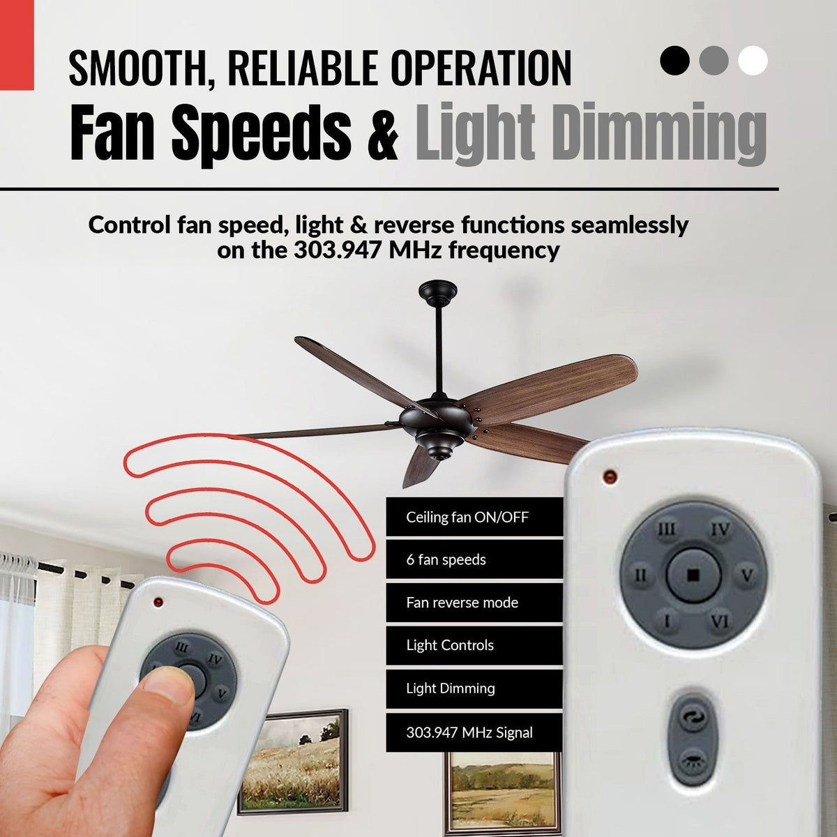 Anderic Substitute for Kichler RH786R Ceiling Fan Receiver | 7861SS-02 - 230RPM [RH786R/RR787T-KIT]