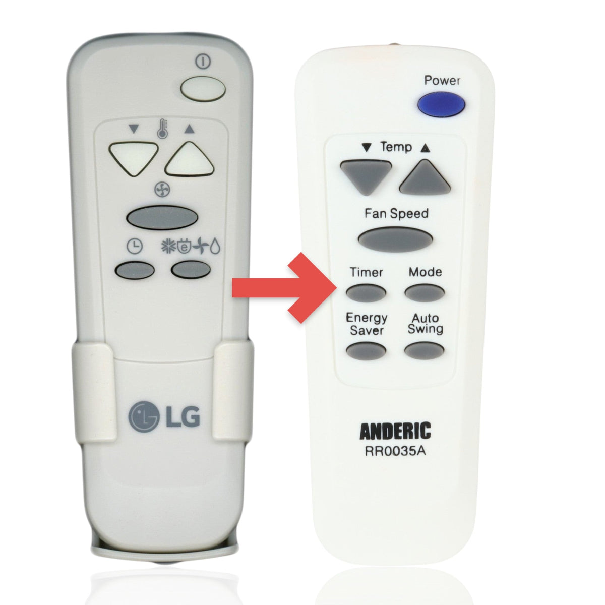 Anderic Substitute for LG AKB73016011 Air Conditioner Remote Control [RR0035A]