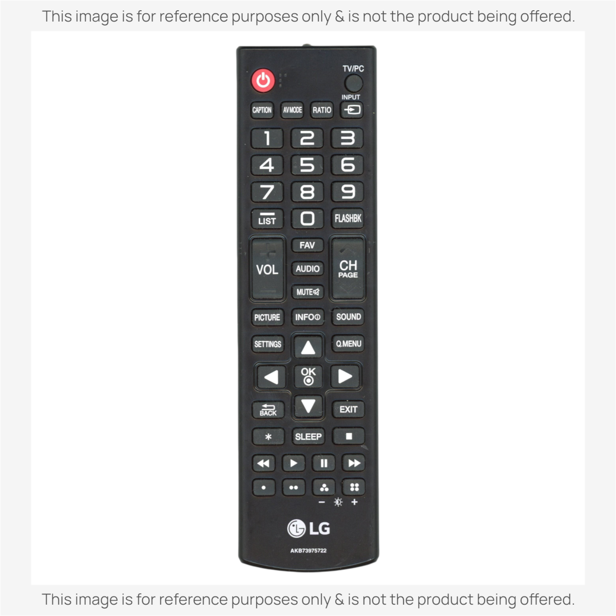 Substitute For LG AKB73975722 TV Remote Control [AKB76040302]