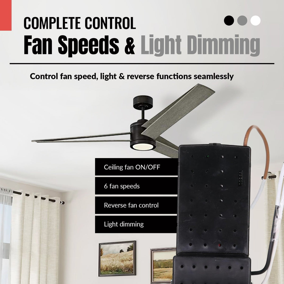 Anderic Substitute for Monte Carlo DC8-56HED-L 6 Speed for DC Ceiling Fan Receiver [DC8-96SG8]