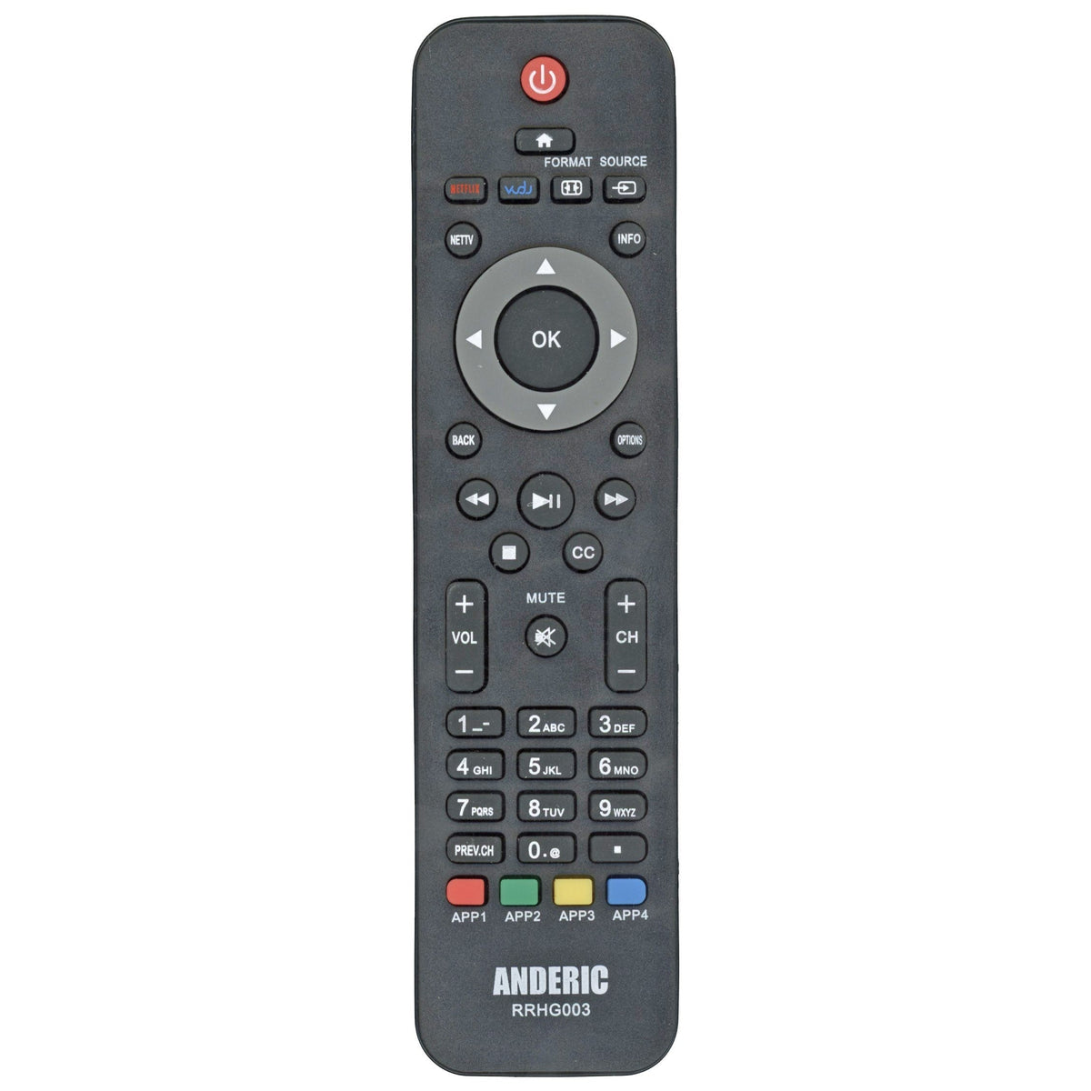 Anderic Substitute for Philips URMT39JHG001 TV Remote Control [RRHG003]