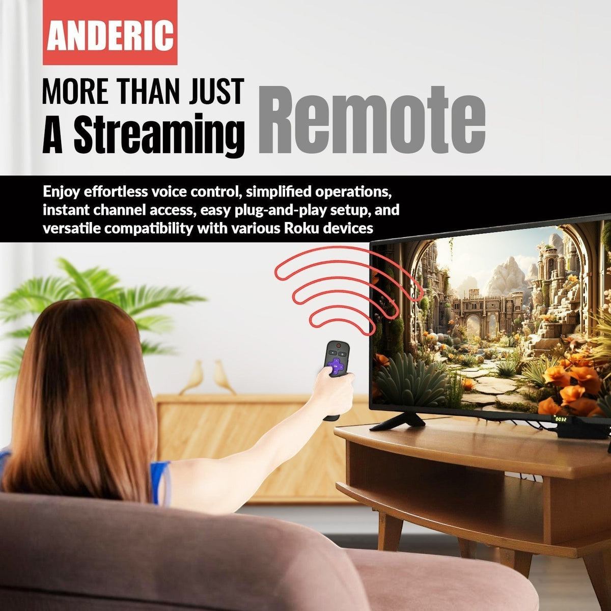 Anderic Substitute for Roku 3931RW Streaming Remote Control [RCGZ1]