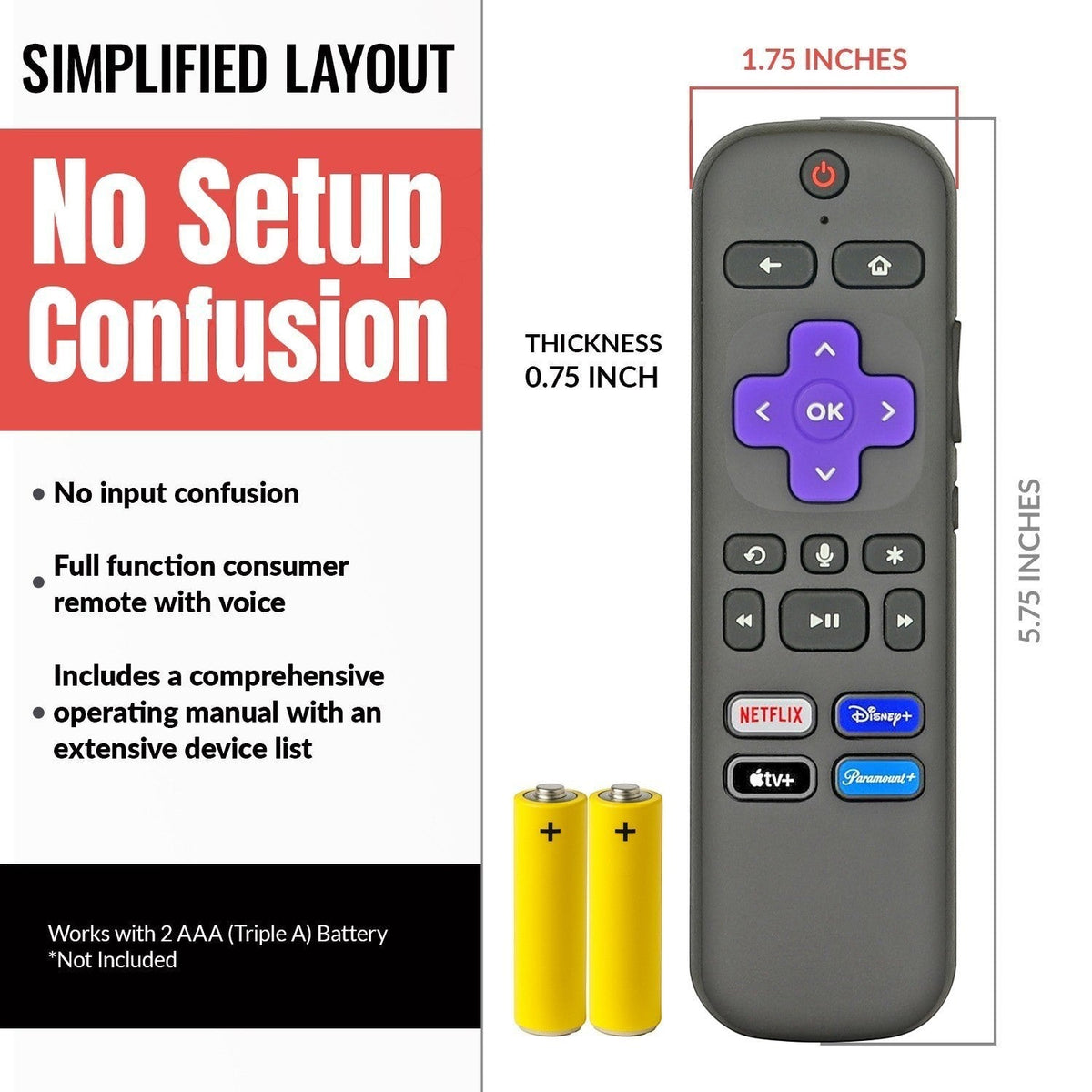 Anderic Substitute for Roku 3931RW Streaming Remote Control [RCGZ1]