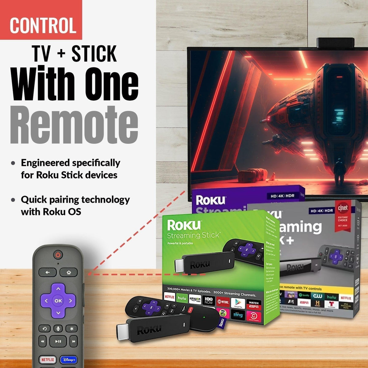 Anderic Substitute for Roku RC-A1R Universal Streaming Remote Control [RCGZ1]