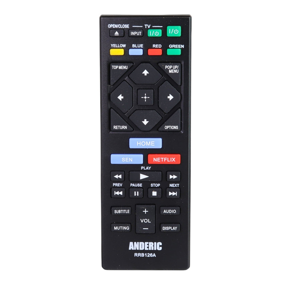 Anderic Substitute for Sony RMT-B107A Blu-ray Disc Remote Control 1-487-673-11 [RRB126A]