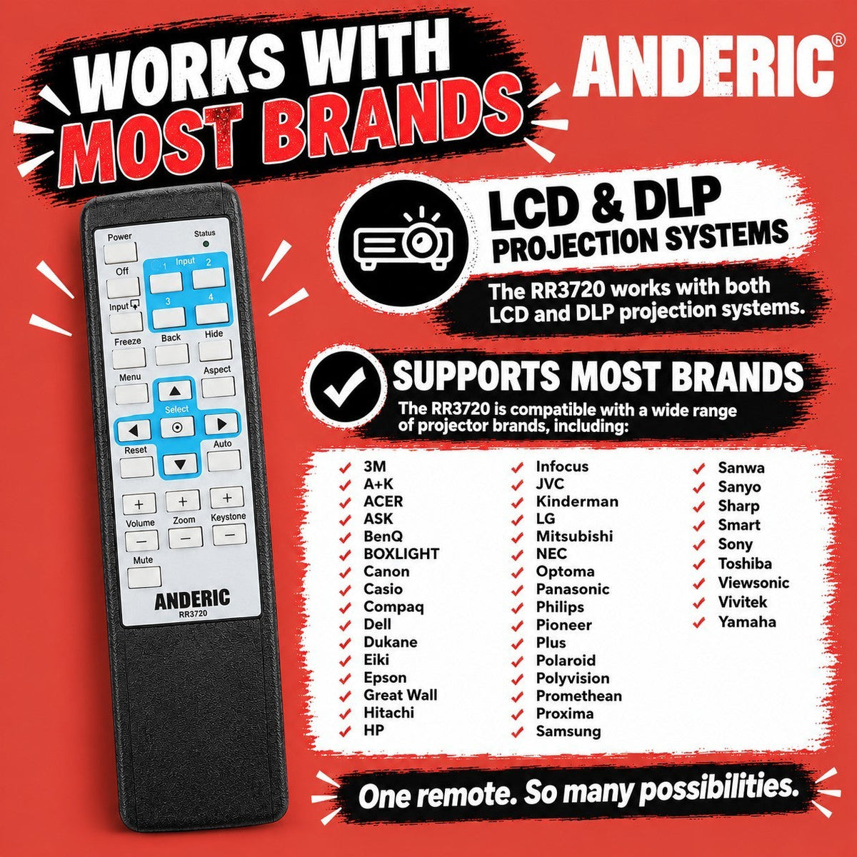 Anderic Substitute for Pioneer AXD1571 Projector Remote Control [RR3720]