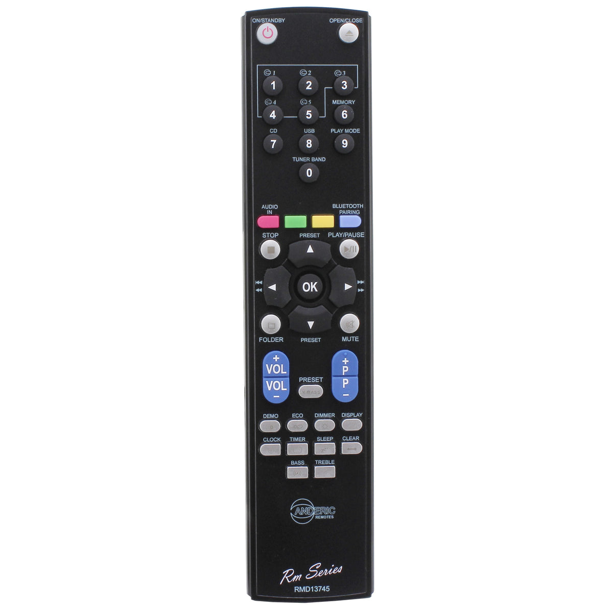Anderic Substitute for Sharp RRMCGA415AWSA Micro Component System Audio Remote Control [RMD13745]