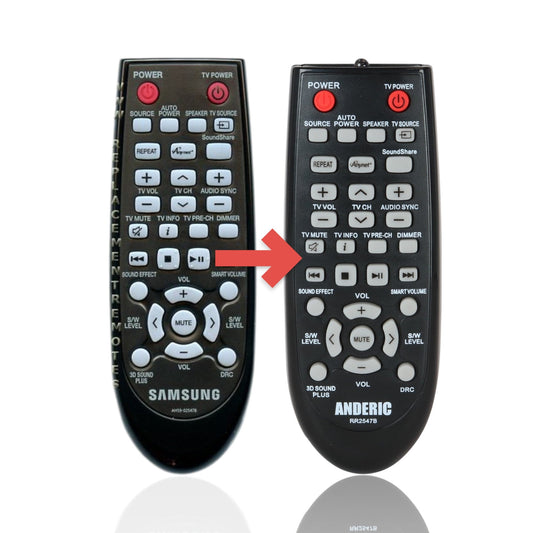 Anderic Substitute For Samsung AH59-02547B Sound Bar Remote Control - AH5902547B [RR2547B]