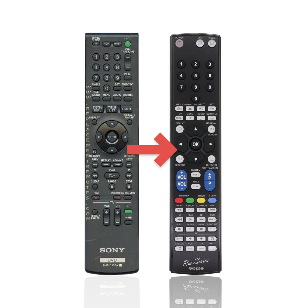 Anderic Substitute For Sony RMT-D255A DVD/VCR Remote Control 988512077 [RMC12249]