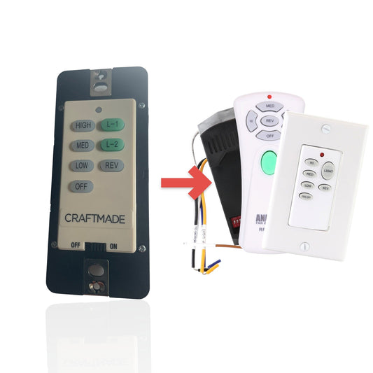 Anderic Substitute for Craftmade UC7224T/CHQ7224T WIRED Ceiling Fan Remote Control [UNVWALLKIT001]