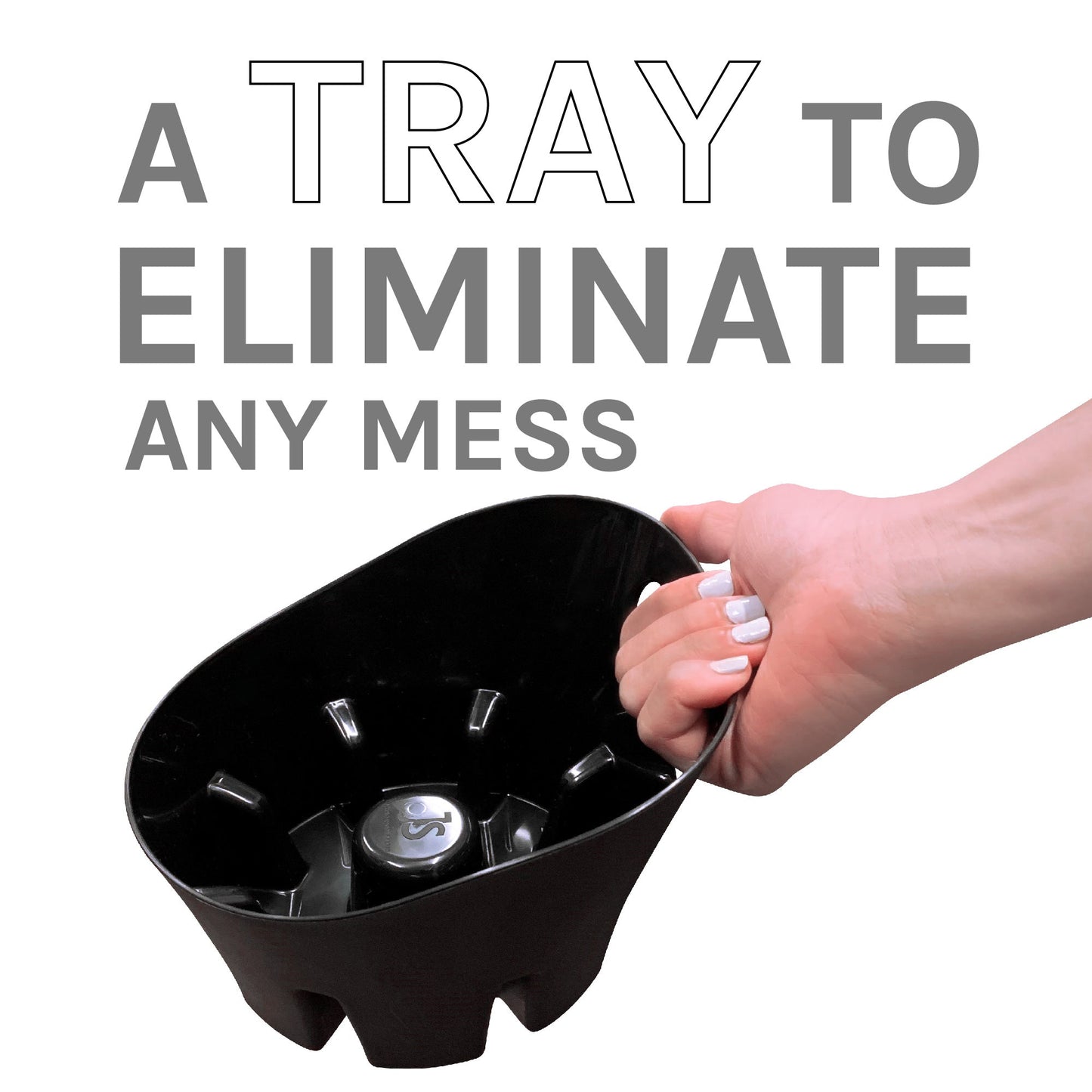 Antimicrobial Bellows Accordion Toilet Plunger with Black Storage Tray (Grey)