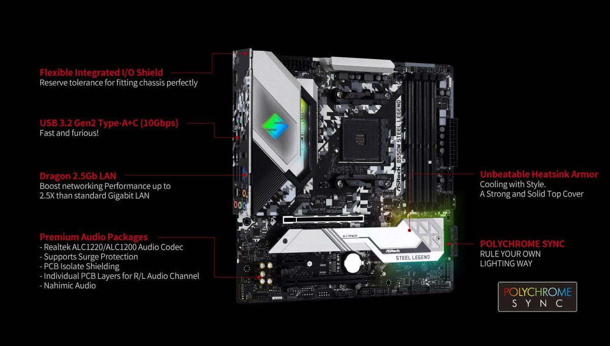 ASRock B550M-HDV Socket AM4 Micro-ATX Motherboard, Supports AMD Ryzen 5000/4000/3000 Series Processors, DDR4 4733+(OC), PCIe 4.0, Gigabit LAN