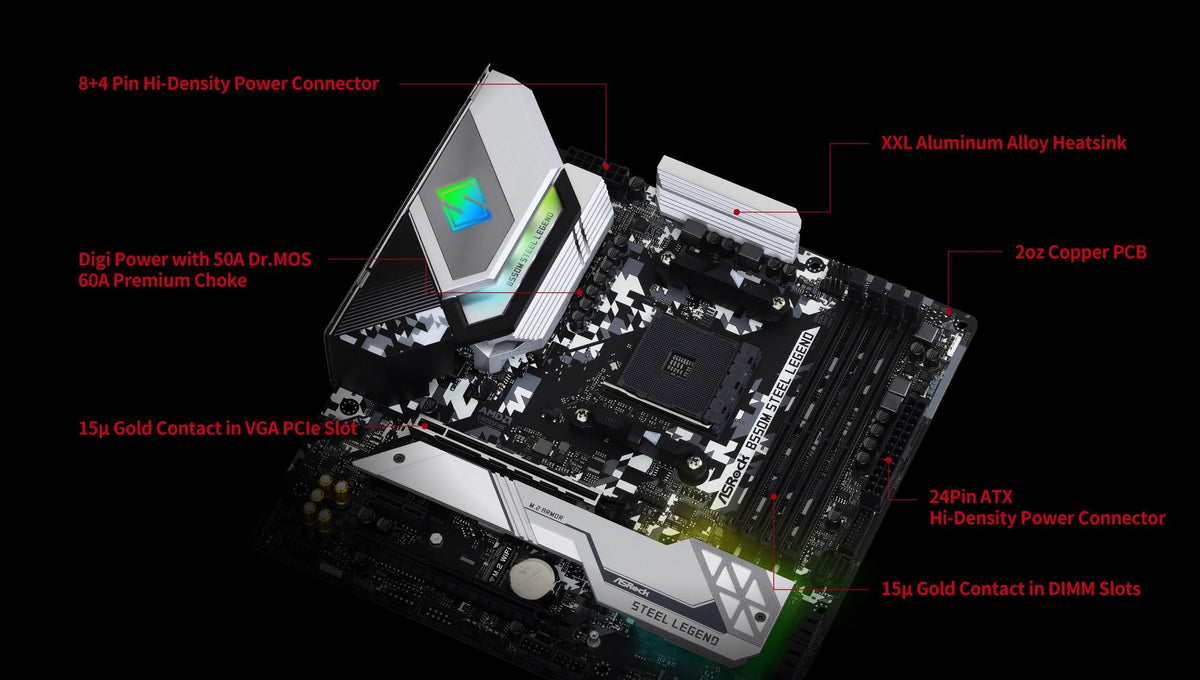 ASRock B550M-HDV Socket AM4 Micro-ATX Motherboard, Supports AMD Ryzen 5000/4000/3000 Series Processors, DDR4 4733+(OC), PCIe 4.0, Gigabit LAN