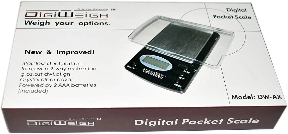 DigiWeigh DW-100AX Precision Digital Scale – 100g x 0.01g | Gram, Ounce, Carat, Grain Modes | Lab, Jewelry, Reloading, Gemstone Use