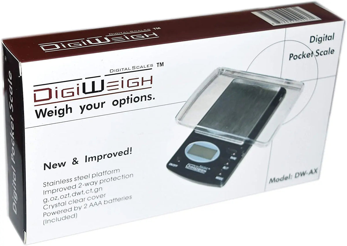 DigiWeigh DW-100AX Precision Digital Scale – 100g x 0.01g | Gram, Ounce, Carat, Grain Modes | Lab, Jewelry, Reloading, Gemstone Use
