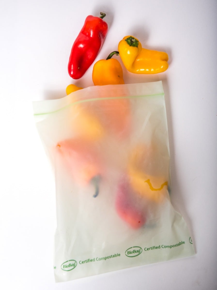 BioBag Resealable Food Storage Bags, Quart Size, Compostable, 7" x 8.7", 1.8 mil (QTY 240), SKU 190421