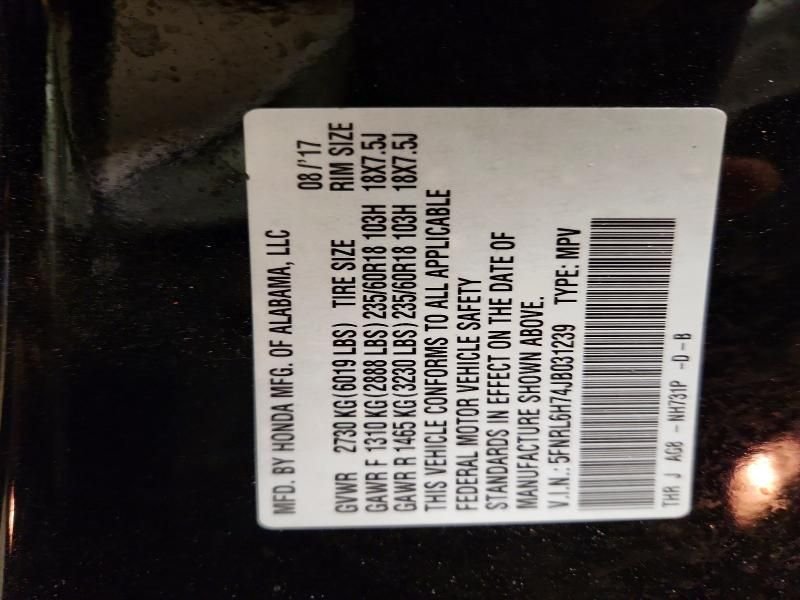 2018 2019 2020 Honda Odyssey Right Passenger Upper Seat Cushion Leather