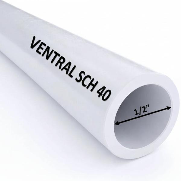 VENTRAL Schedule 40 PVC Pipe 1/2 Inch (0.84 OD), White, Cut Lengths for Plumbing, Lawn, Landscape