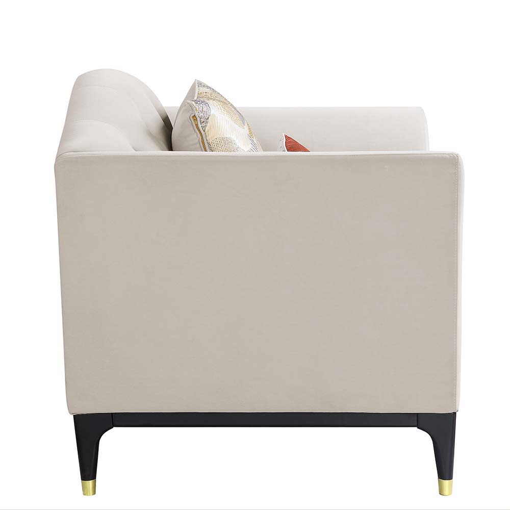 Tayden - Chair With 2 Pillows - Beige Velvet