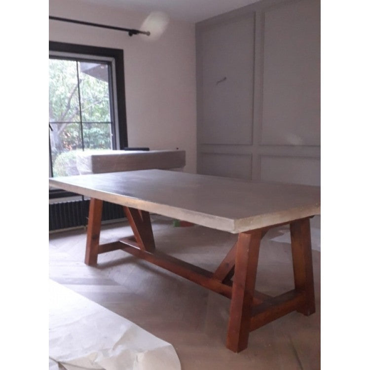 Lightweight Concrete Rectangular Dining Table Barocco Valhalla - 43x130x29.5 inches