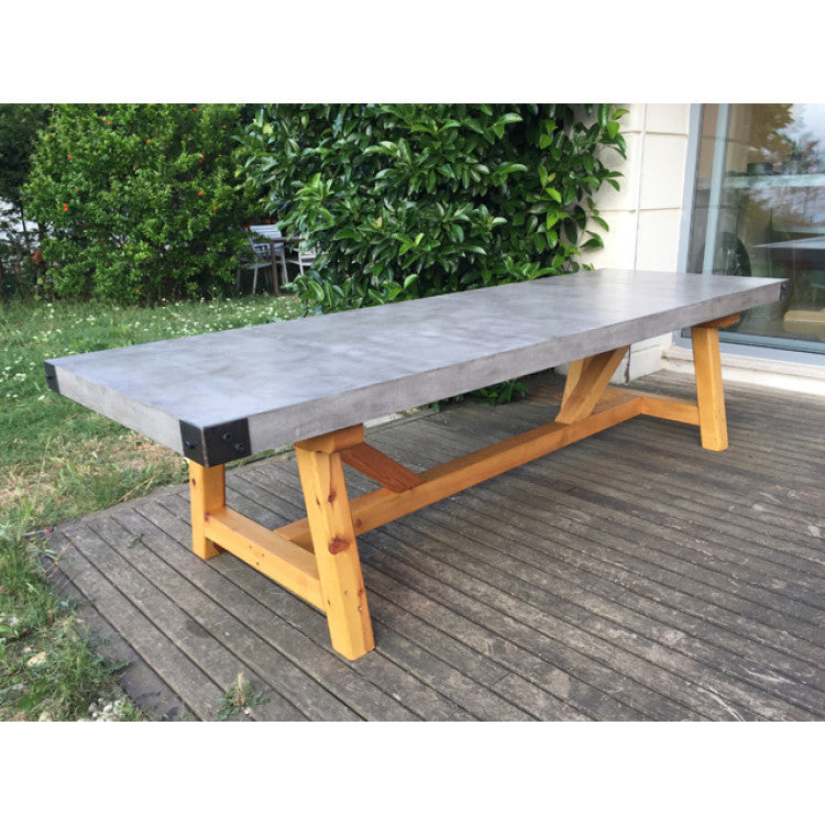 Lightweight Concrete Barocco Dining Table - Industrial Modern 39W x 94.5L x 29.5H