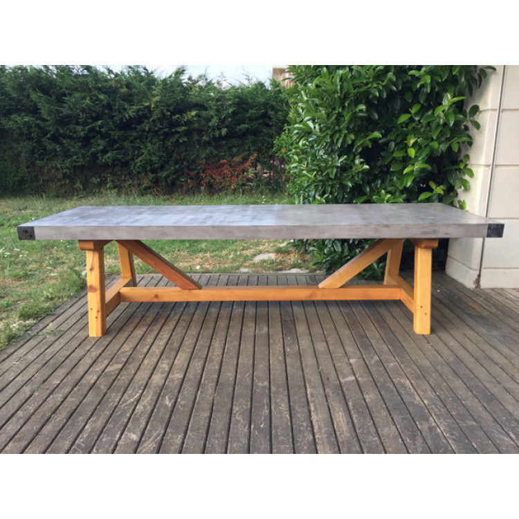 Lightweight Concrete Rectangular Dining Table Barocco Valhalla Design 47x142x29.5