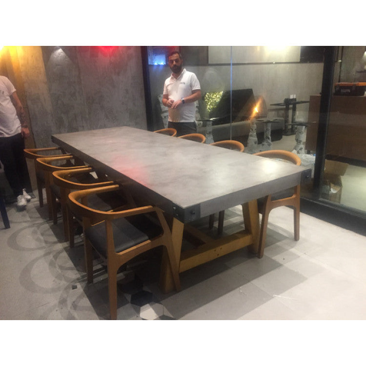 Lightweight Concrete Rectangular Dining Table Barocco Valhalla Design 47x142x29.5