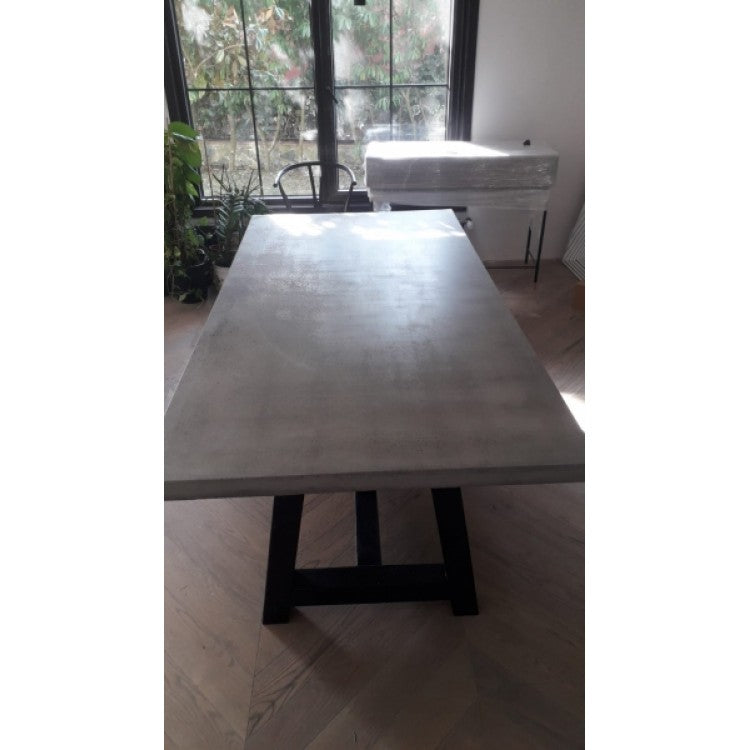 Lightweight Concrete Rectangular Dining Table Barocco Valhalla - 43x130x29.5 inches